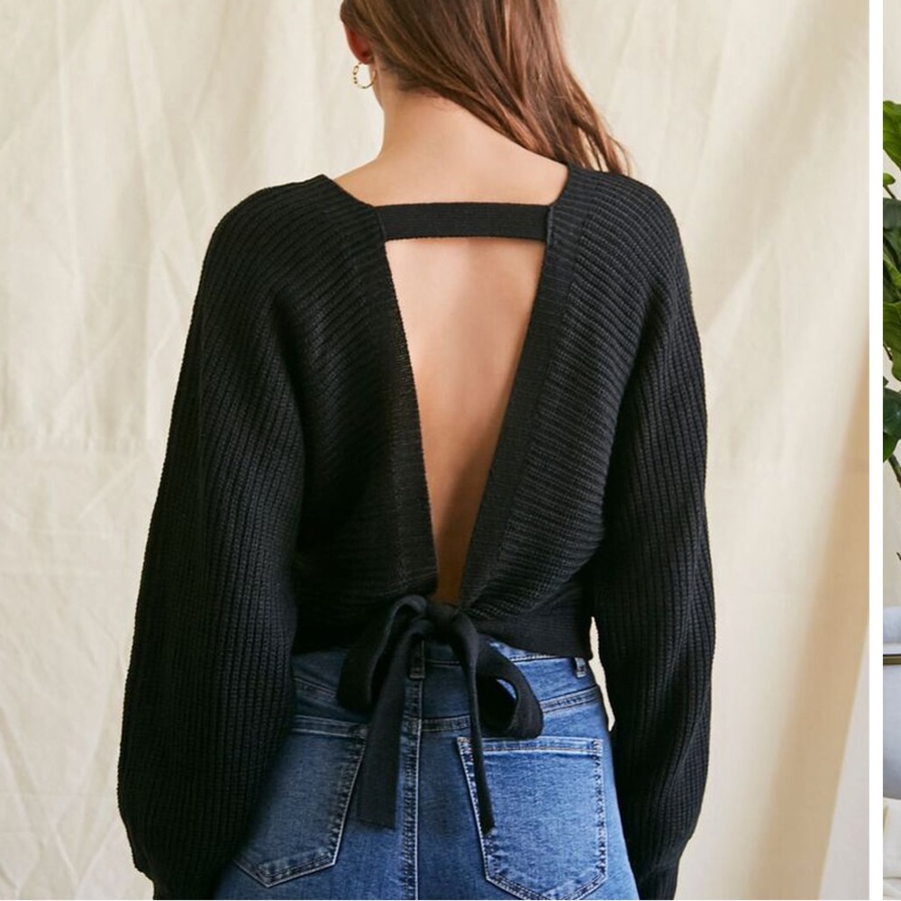 Forever 21 Ribbed Knit Tie-Back Sweater